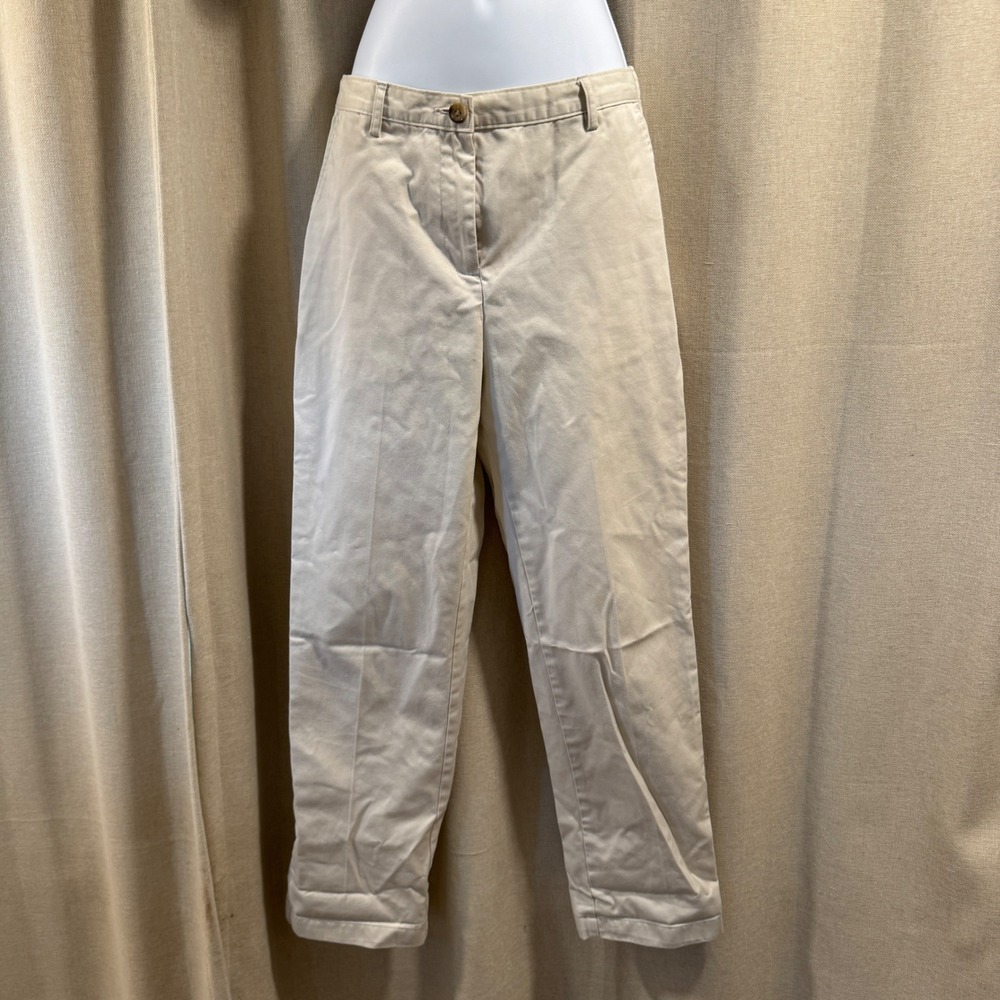 Lands‎ End High Rise Straight Leg Pants Elastic Waist Womens Size 2 Khaki
